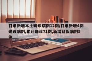 甘肃新增本土确诊病例12例/甘肃新增4例确诊病例,累计确诊71例,新增疑似病例5例