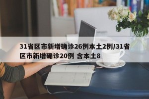 31省区市新增确诊26例本土2例/31省区市新增确诊20例 含本土8